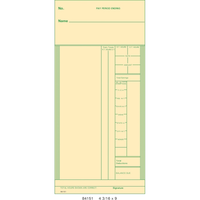 84151 Time Cards (Pack of 1000's $33.33)