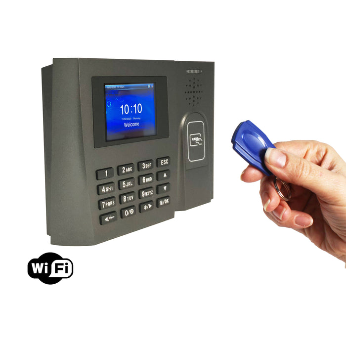 GeoProx 110NT Wifi | RFID Proximity tag or badge Time Clock Recorder | Accurate and Reliable Software, 90 days FREE Support. 1 year warranty. NO SUBSCRIPTIONS. 4 pay rates. 25 free tags or badges.