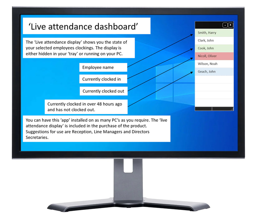 Geoface F 200 WIFI & TCP/IP | Face recognition, Fingerprint, Proximity & PIN | Accurate, reliable, Inc Vacation & Sickness, Payroll Export, Live Attendance Dashboards. 90 days FREE Support. NO SUBSCRIPTION.