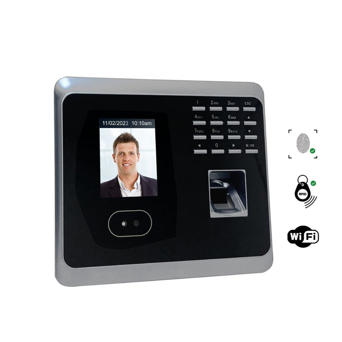 Geoface F 200 WIFI & TCP/IP | Face recognition, Fingerprint, Proximity & PIN | Accurate, reliable, Inc Vacation & Sickness, Payroll Export, Live Attendance Dashboards. 90 days FREE Support. NO SUBSCRIPTION.