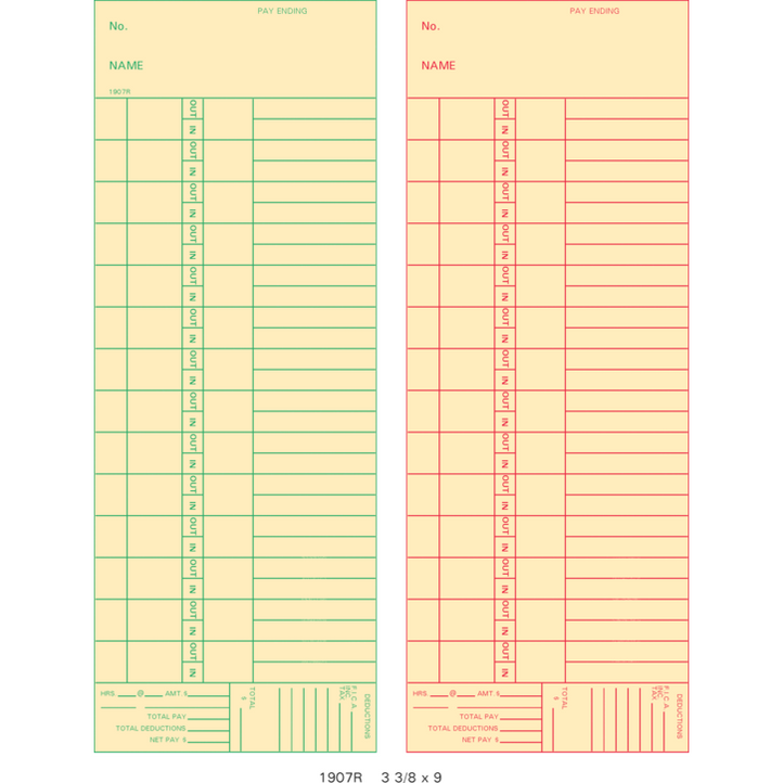 Time clock cards — Time Clocks Inc