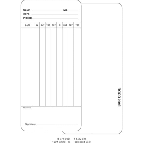 9-371-030 Time Cards (Pack of 1000's $74.00)