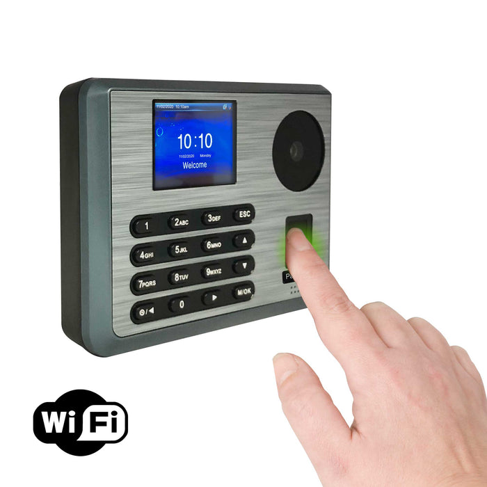 HandTrac Wifi | Biometric Hand, fingerprint, proximity clocking in machine | Vacation, sickness, email time card feature | Std + 3 overtime rates | Reliable and accurate | 1 Year warranty | No subscriptions | Order RFID tag/badges in Accessories