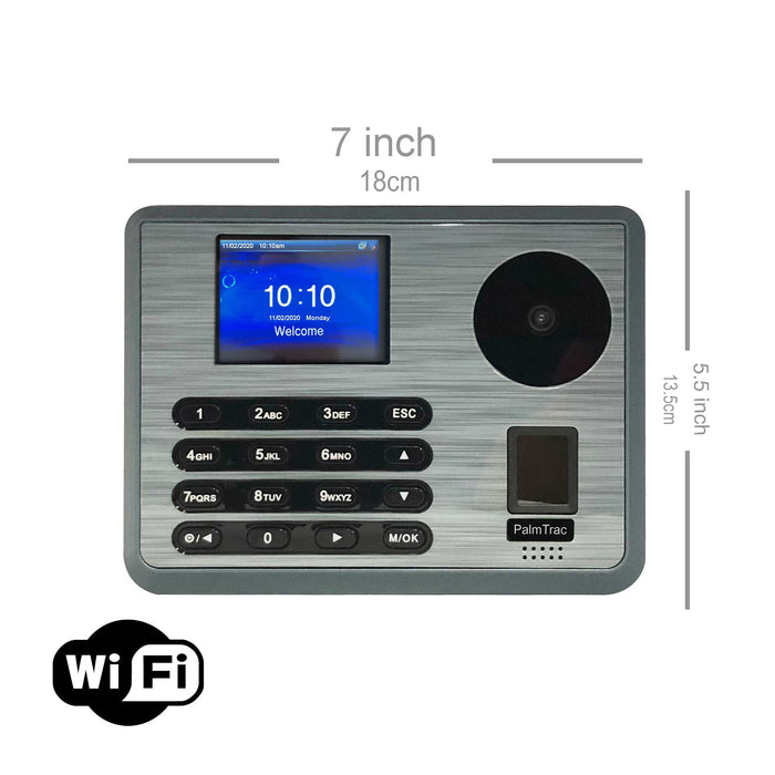 HandTrac 200 Wifi | Biometric Hand, fingerprint, proximity clocking in machine | Vacation, sickness, email time card feature | Std + 3 overtime rates | Reliable and accurate | 1 Year warranty | No subscriptions | Order RFID tag/badges