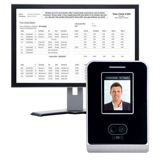 Biometric time clock face recognition TCP/IP No fees