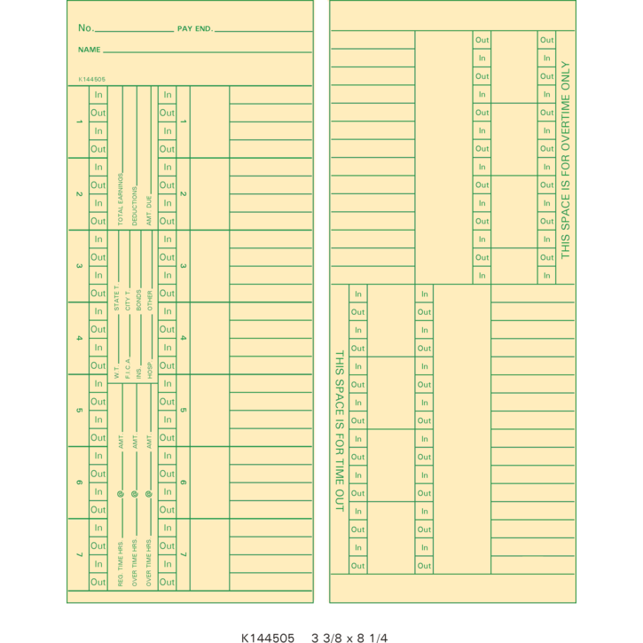 Simplex 1950-9307 Time Cards (Pack of 1000's $33.99) — Time Clocks Inc