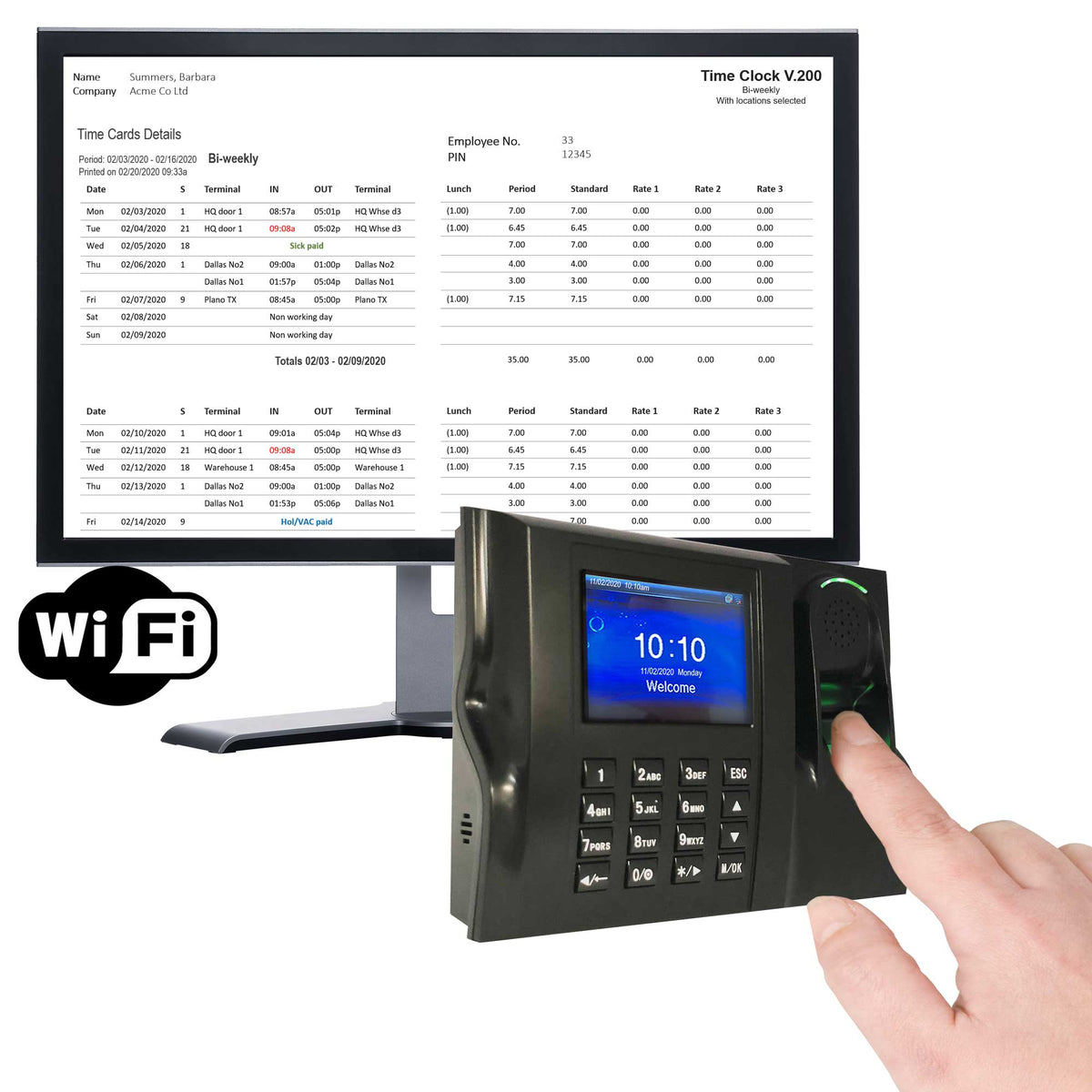 WIFI Time clock biometric fingerprint time recorder Geotime 200 — Time ...